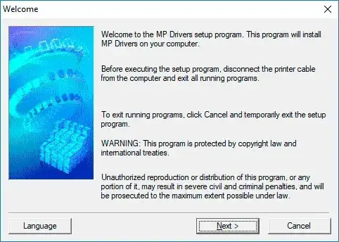 Installing the driver for Canon imageCLASS MF3010 step 1
