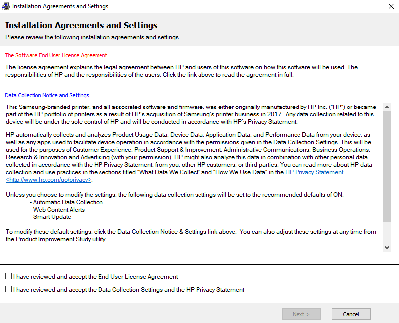 Installing the driver for Samsung step 1